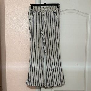 Blue Rain DrawstringStriped Wide-Leg Linen Pants